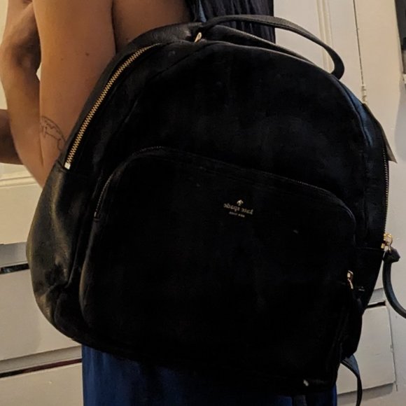 Kate Spade - Medium Black Pebble Leather Backpack w/ Gold Hardware (NWT) - Picture 3 of 5